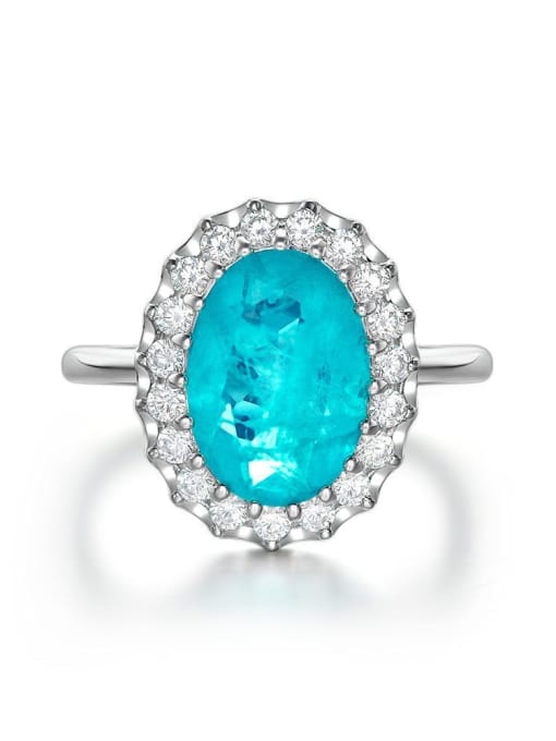 Palaibase [R 0320] 925 Sterling Silver High Carbon Diamond Blue Geometric Dainty Ring
